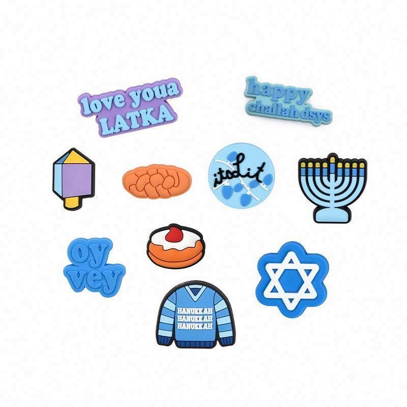 Mixed Shoe Charm Lot - HANUKKA Cartoon DIY Rubber PVC for Kids Gift