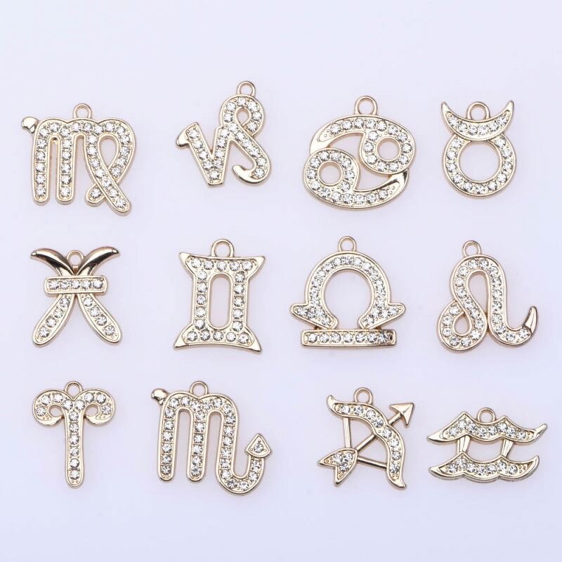 Glowing Zodiac Sign Clog Shoe Charms - Horoscope Luxury Rhinestone Charm