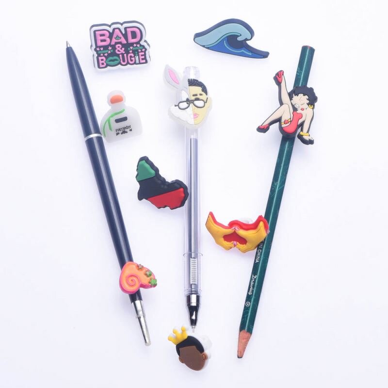 Pencil Toppers Covers - PVC Charms for Drinking Straw DIY Decoration Gift