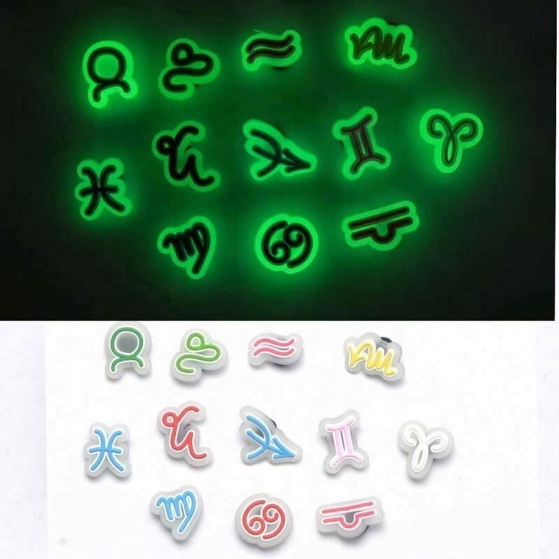 Glowing Zodiac Sign Clog Shoe Charms - Horoscope Luxury Rhinestone Charm