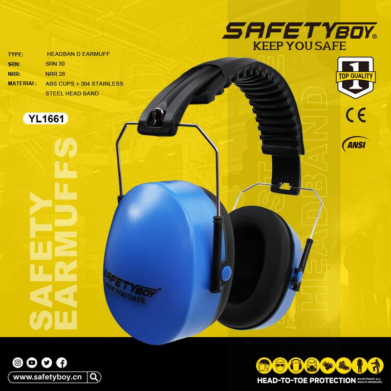 YL1661 Safety Earmuffs - Comfortable ABS Material Noise Cancelling
