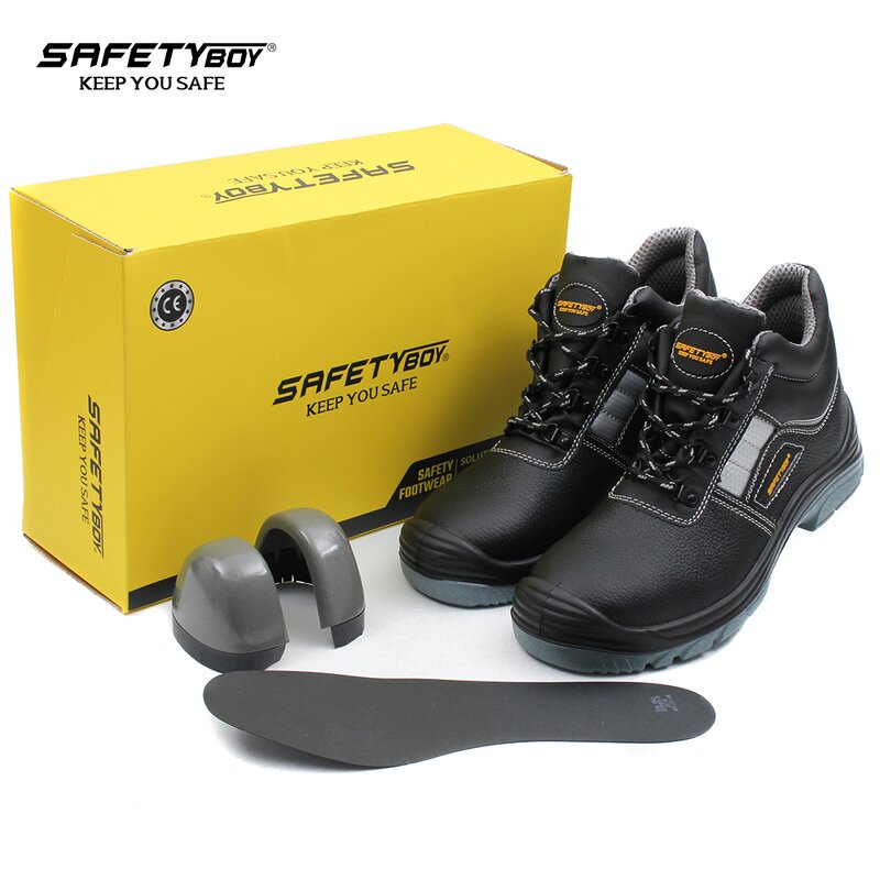 S3 Safety Boots - Steel Toe Genuine Leather Breathable Mesh Anti-Puncture Anti-Slip