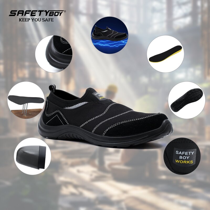 Men's Steel Toe Work Boots - Anti-Smashing Anti-Piercing Anti-Slip Wear-Resistant
