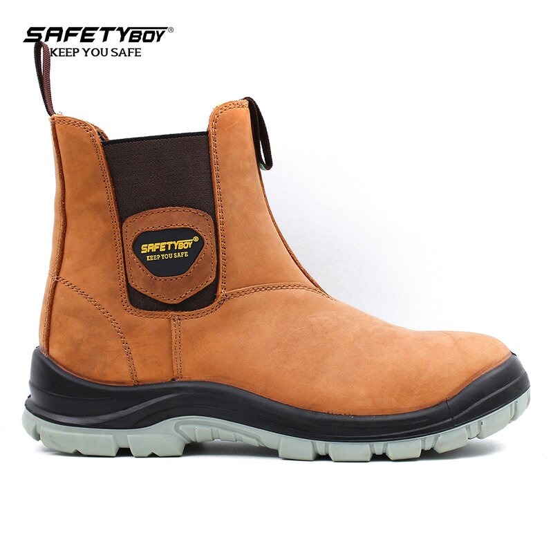 S3 Safety Shoes - High-Cutting Brown Rubber Sole Leather Security Boots CE