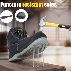 Men's Steel Toe Safety Boots - High Leather Outdoor Hiking Shoes