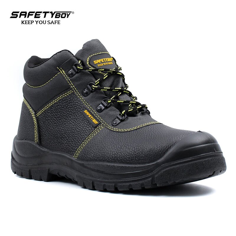 S3 Men's Water-Proof Safety Boots - Durable Steel Toe Black Leather Upper