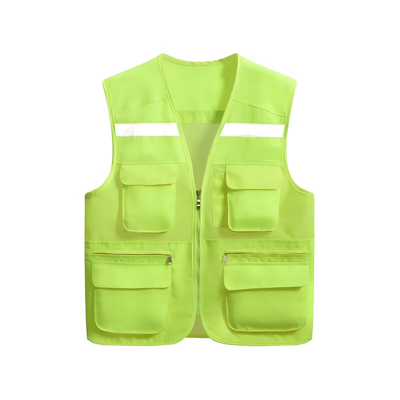 Construction Security Jacket - Breathable Mesh Multi-Pockets Zipper