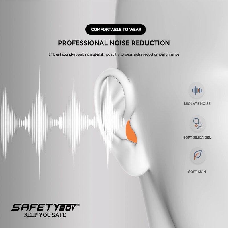 YL-1656 Earplugs - Orange Noise Reduction Waterproof Reusable PU
