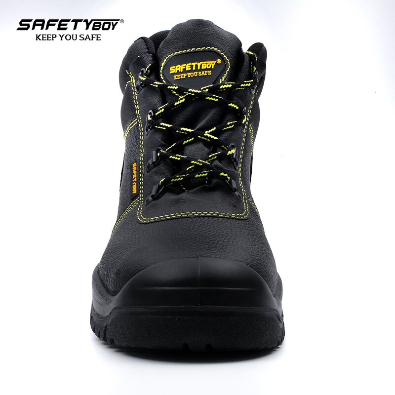 S3 Men's Water-Proof Safety Boots - Durable Steel Toe Black Leather Upper
