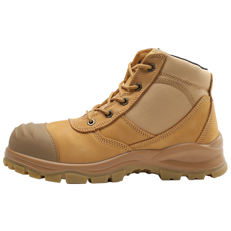 Leather Safety Shoes - Brown Light-Weight Non-Slip Oil-Proof for Construction Workers