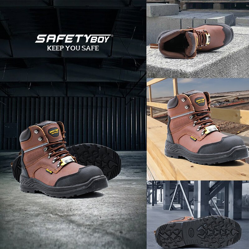 Men's Steel Toe Safety Boots - Sports Style High-Top Leather with Steel Sole