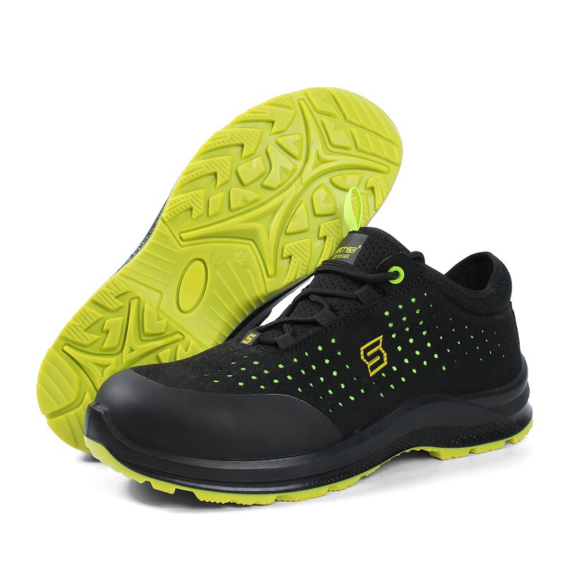 Mid Cut Safety Shoes - Fashion Mesh Light Weight Comfortable PU Rubber Slip