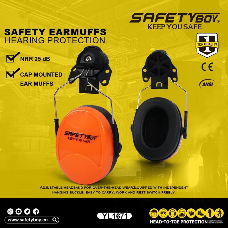 YL1671 Noise Cancelling Ear Muffs - ABS Reduced Noise for Helmets