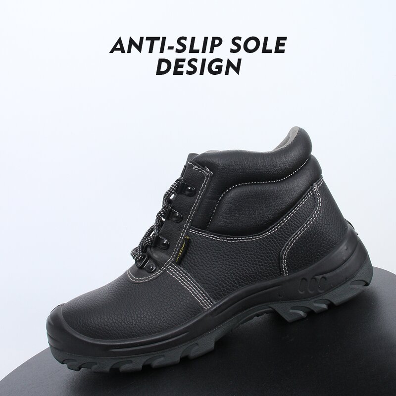 Unisex Work Boots - Slip-Resistant Steel Toe Puncture-Proof Genuine Leather