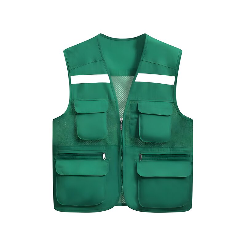 Construction Security Jacket - Breathable Mesh Multi-Pockets Zipper