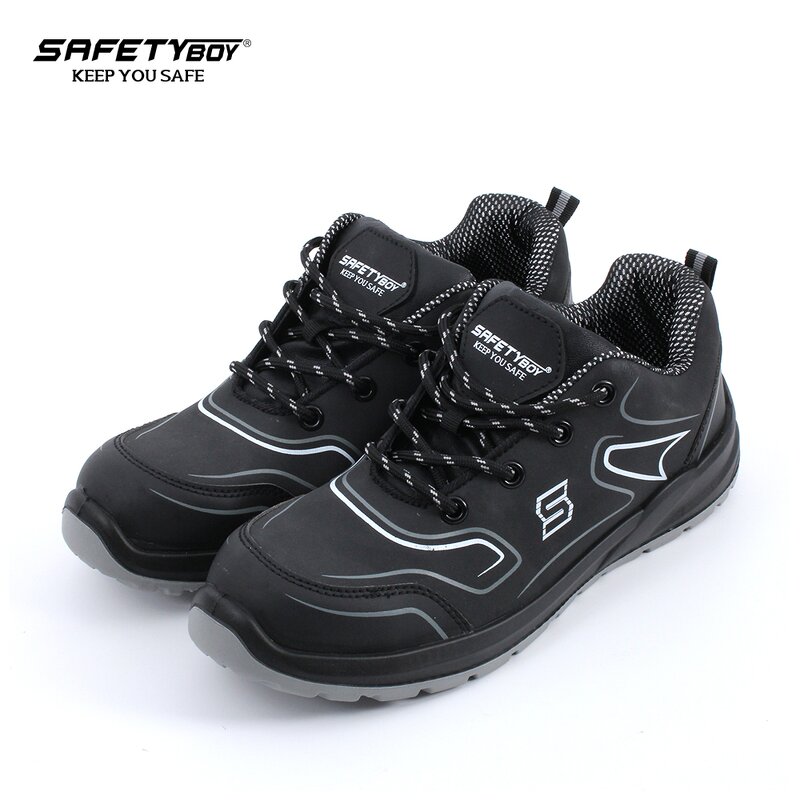 Men's Steel Toe Boots - Low Cut Sports Soft Leather Microfiber Suede Anti-Slip