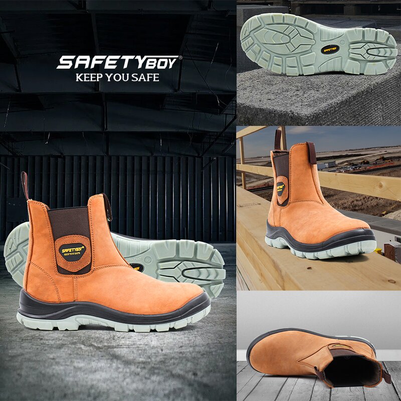Men's Safety Boots - Waterproof Steel Toe Suede Upper PU Insole for Factory
