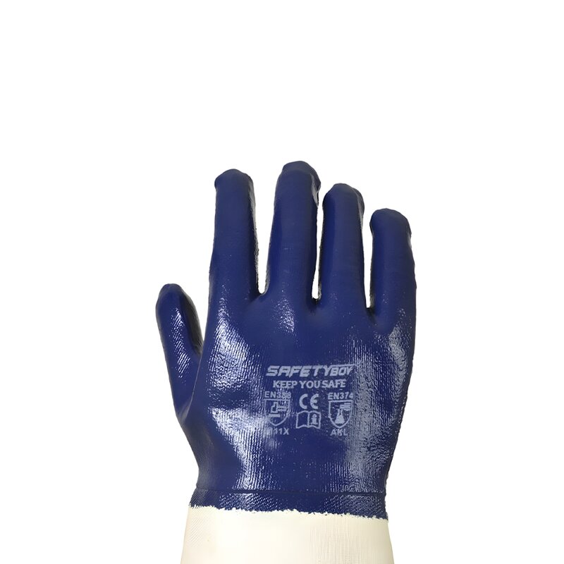 YL1146 Nitrile Gloves - Blue Cotton Lining Waterproof Wear-Resistant Custom
