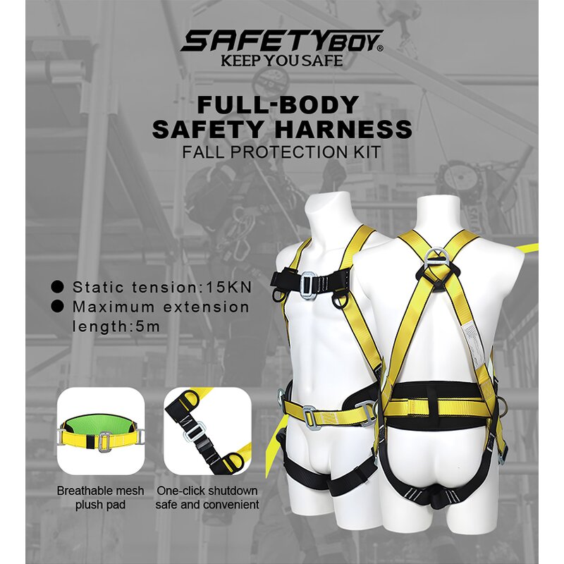 YL-1372 Full Body Safety Harness - Steel/Metal 300kg Capacity 2 D-Rings