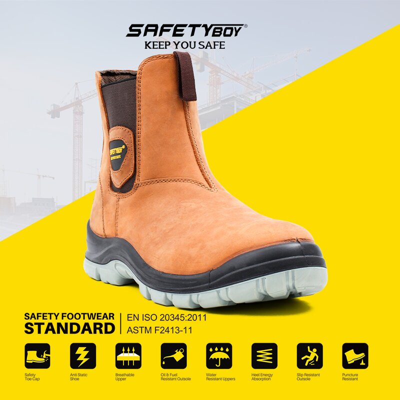 Men's Safety Boots - Waterproof Steel Toe Suede Upper PU Insole for Factory