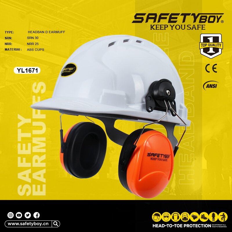 YL-1671 Ear Muffs - Reusable ABS Waterproof Dustproof Foldable Noise