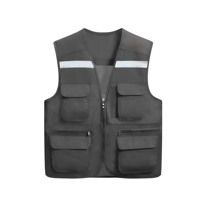 Construction Security Jacket - Breathable Mesh Multi-Pockets Zipper