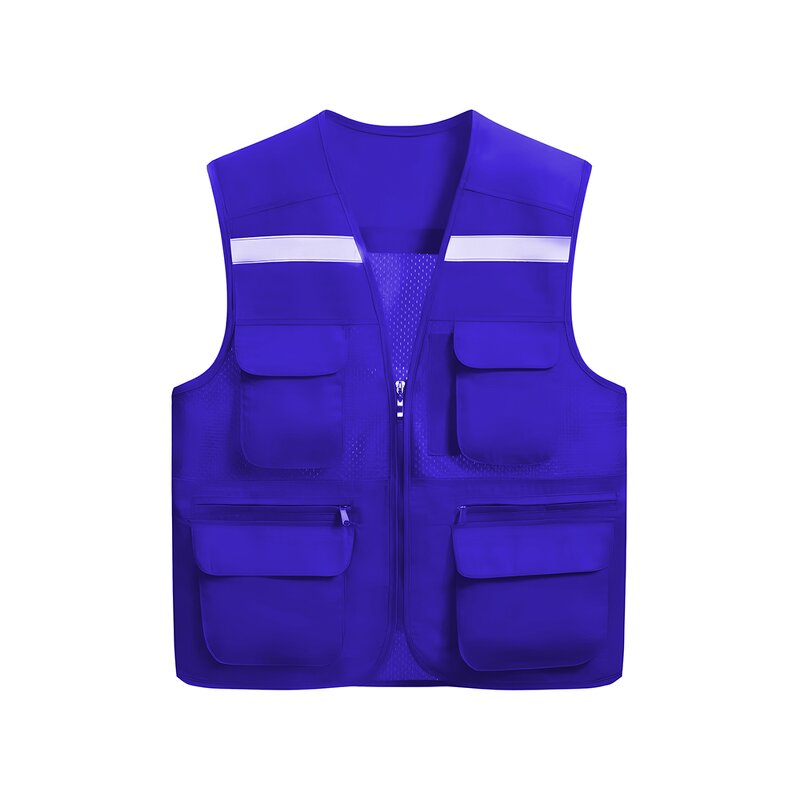 Construction Security Jacket - Breathable Mesh Multi-Pockets Zipper