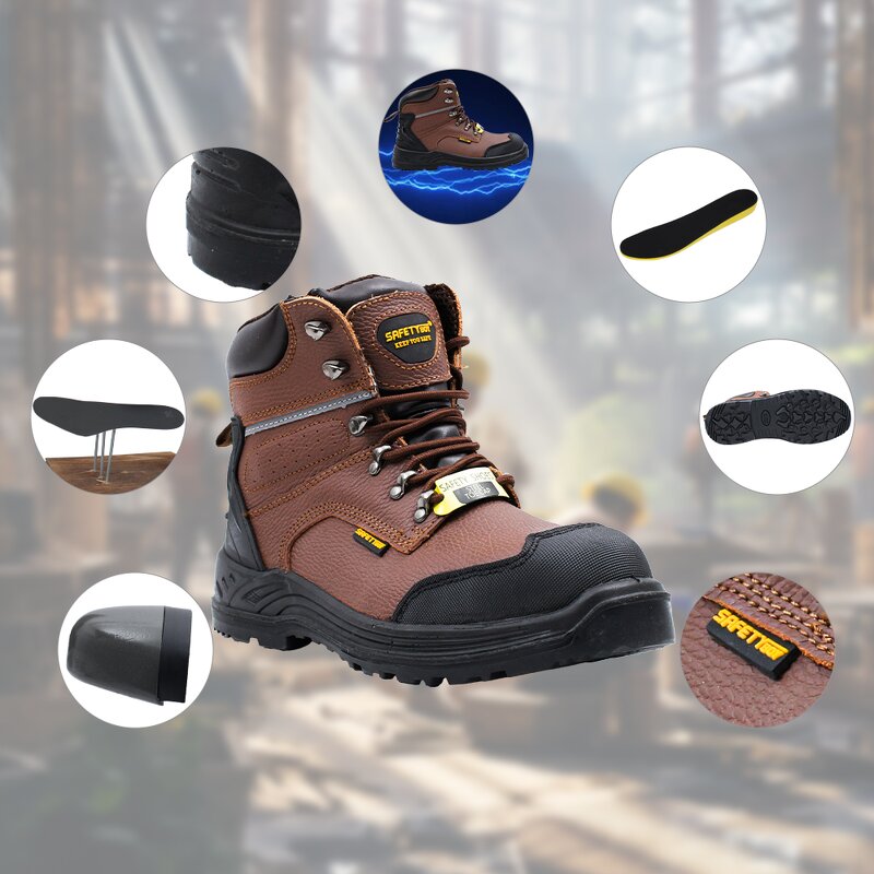 Men's Steel Toe Safety Boots - Sports Style High-Top Leather with Steel Sole