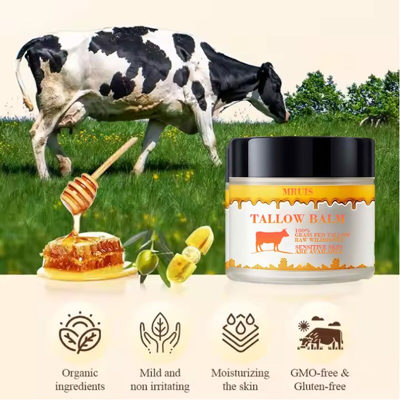 Honey Tallow Balm - Organic Grass-Fed Vitamin C Hyaluronic Acid