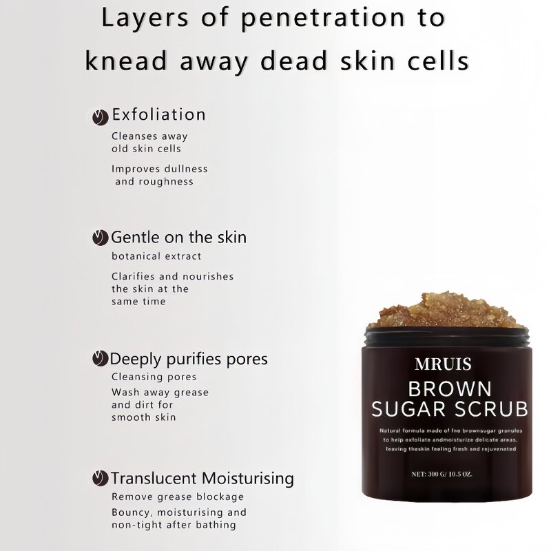 Face Body Scrub - Organic Brown Sugar Whipped Exfoliating Whitening