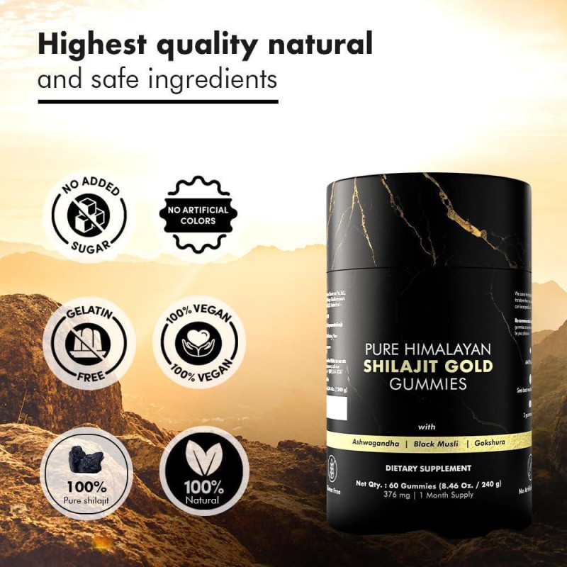 Shilajit Gummies Supplier - Pure Himalayan Ashwaganda Black