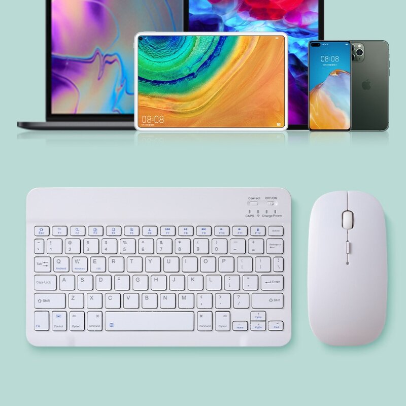 Wireless Keyboard Mouse Combo - 10-Inch Backlit LED Rechargeable 78 Keys 10m Range