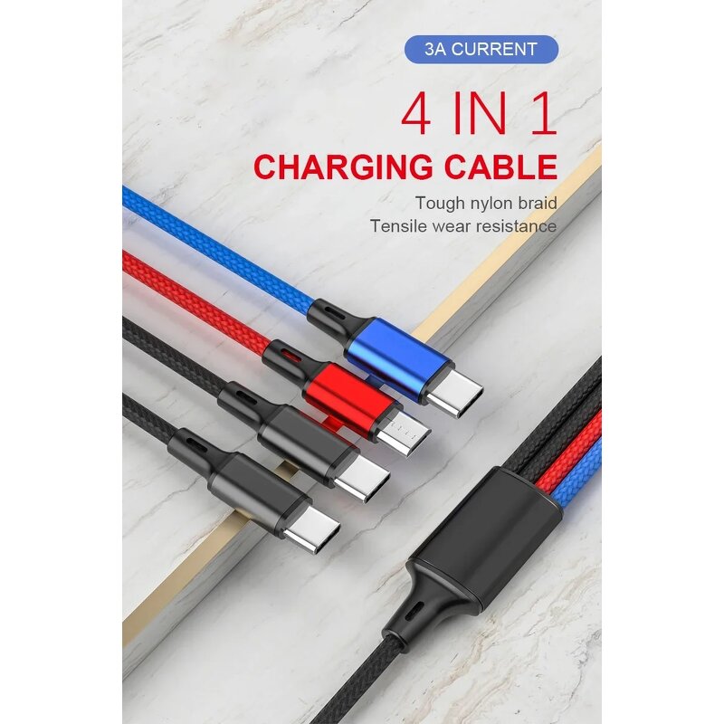 Type C Cable - 4-in-1 Nylon Jacket Android Charger with Earphone Compatible