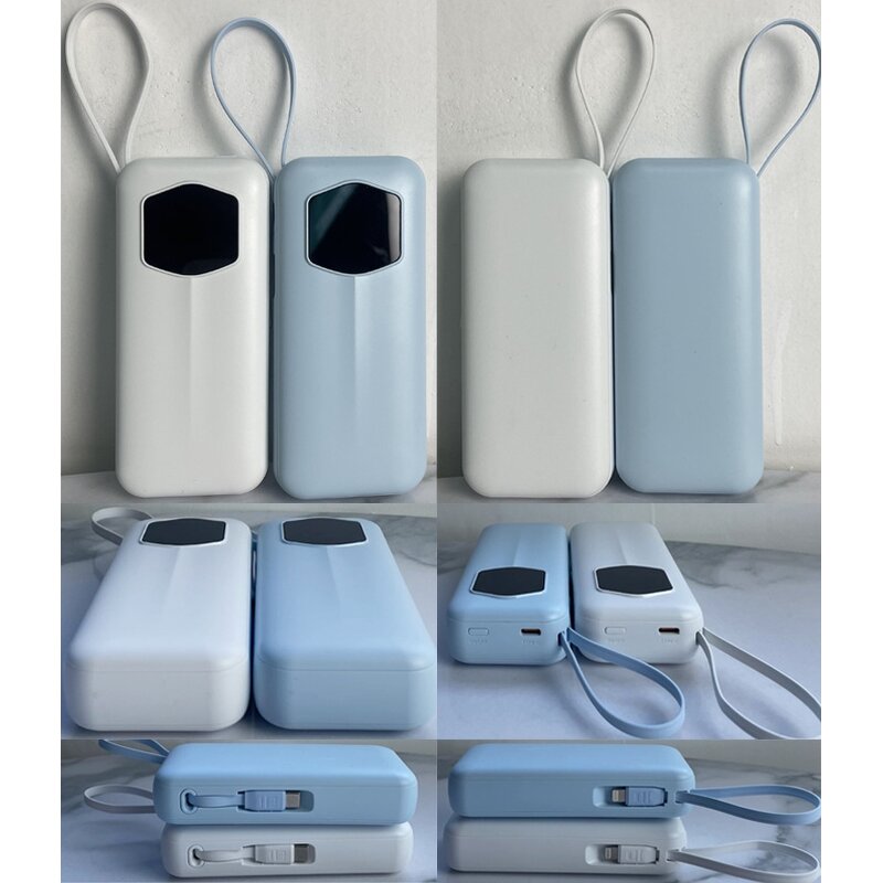 Portable Charger - Custom Logo 10000mAh USB C 22.5W with Retractable Cable