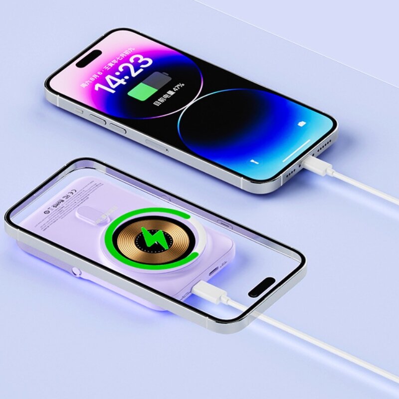 Power Bank - Transparent Magnetic 20W Mini Portable Wireless Fast Mobile Phone