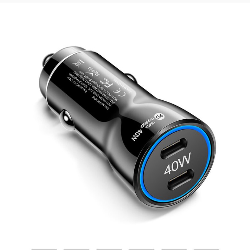 Car Charger - 40W PD Type-C 6A USB with OTP/OPV for Camera Laptop