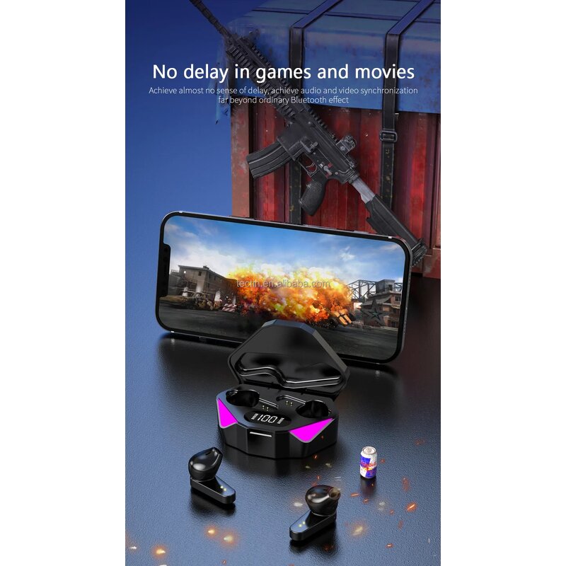 TWS Gaming Earbuds - X15 Wireless Headset Mic Bass Sound Positioning Stereo Touch