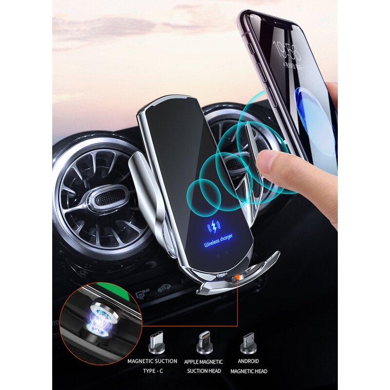 Car Wireless Charger - Q3 Magnetic Air Vent Mount QC3.0 OTP 9V/2A Mobile Holder