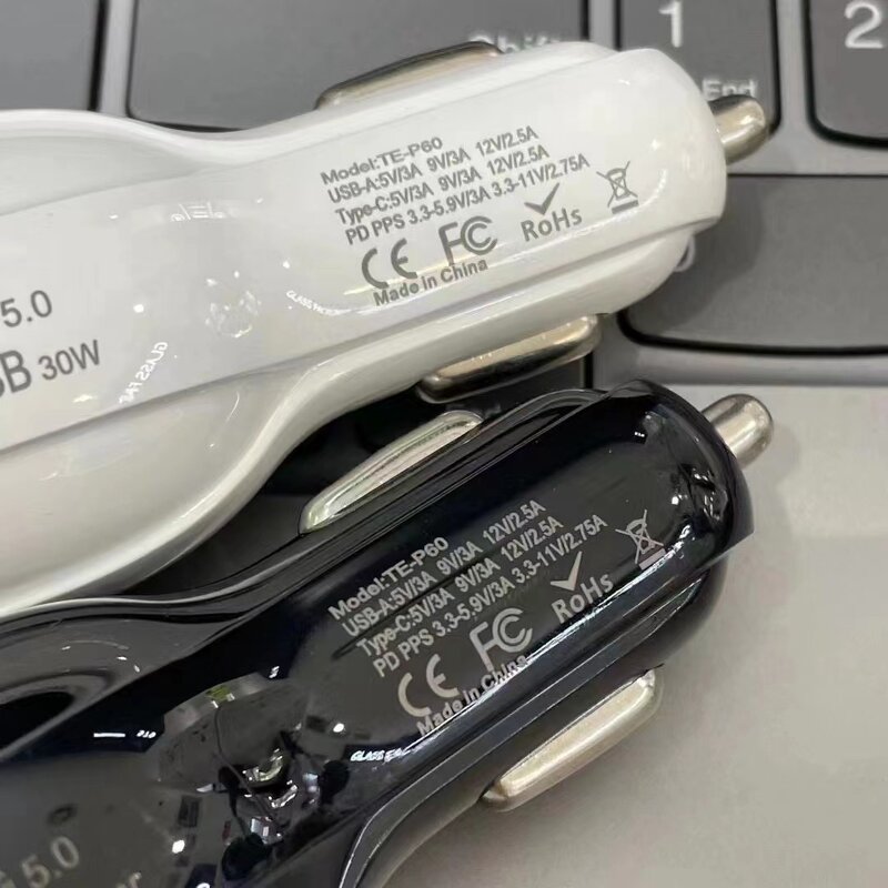 Car Charger - 3.1A USB+USB C Fast Charging 30W PD+QC3.0 for Laptop Mobile