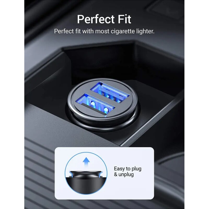 Car Charger Manufacturer - OEM Portable 3.1A 15W 2 Port USB Dual Quick Charge 3.0