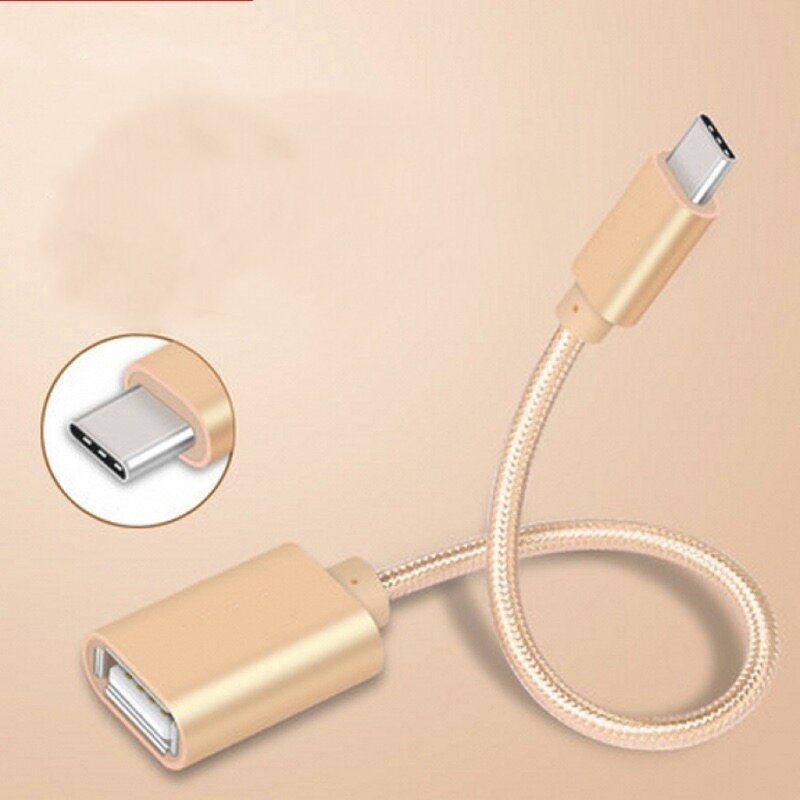 OTG Cable - Braid Type A to Type C Nylon USB Flash Disk Card Reader
