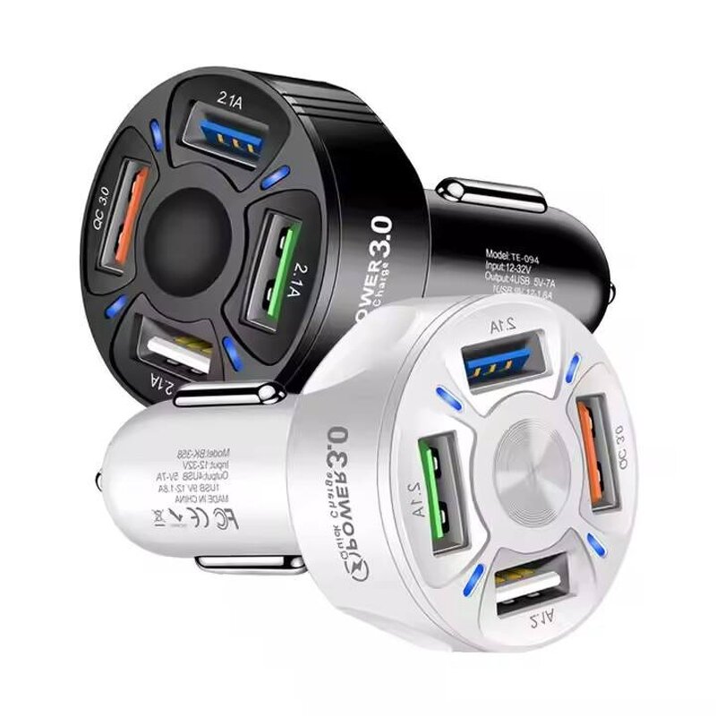 Car Charger - 4 in 1 7A QC3.0 Fast 4 USB Port for Mobile Phones