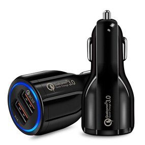 Car Charger - Dual Charging Ports Usb3.0 Quick Charge for Smart Phones