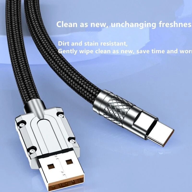USB Charger Data Cable - Super Fast 6A Type C Nylon Jacket for Huawei Samsung