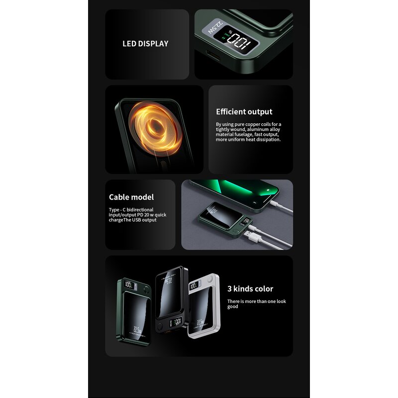 Power Bank - Slim PD22.5W Magnetic Wireless Charger Compatible for Samsung