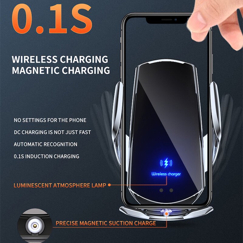 Car Wireless Charger - Q3 Magnetic Air Vent Mount QC3.0 OTP 9V/2A Mobile Holder