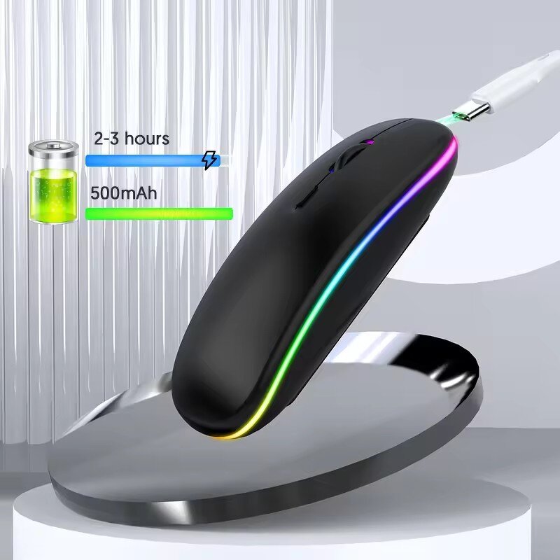 Wireless Mouse - Portable Silent Cordless Rechargeable LED Dual Mode for Laptop