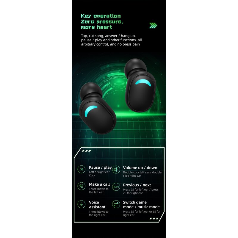 Gaming Earphone - True Wireless Headset G7s Mini TWS in Ear Noise Cancelling