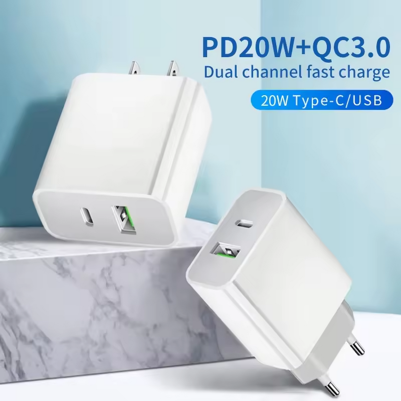 Mobile Phone Charger - Dual Type C Fast Charging Wall USB Dual Port