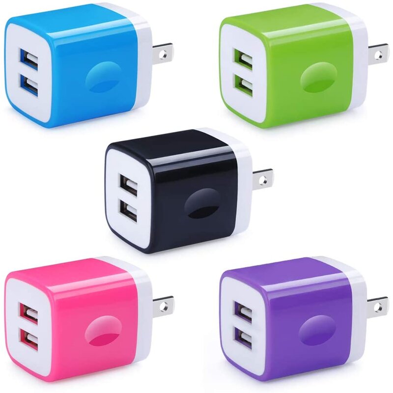 Wall Travel Charger - Customized Colorful Dual USB Ports Mini Cube 5V/2A OTP